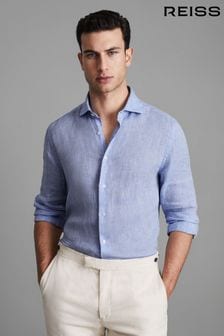 Reiss Soft Blue Ruban Linen Long Sleeve Shirt (D55825) | 132 €