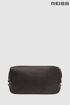 Reiss Chocolate Cole Leather Washbag (D55832) | kr1,786