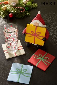 Set of 4 Red Christmas Gonk Coasters (D55859) | AED88