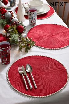 Red Pom Pom Placemats (D55860) | $31