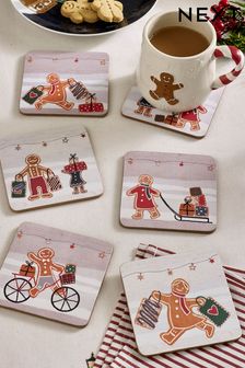 Set Of 6 Gingerbread Corkback Coasters (D55863) | NT$260