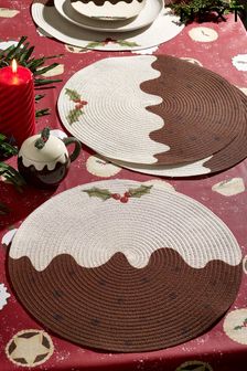 Set of 4 Natural Christmas Pudding Placemats (D55872) | OMR6