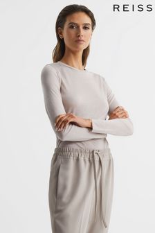 Reiss Blush Drew Long Sleeve Crew Neck Top (D56098) | kr1 250