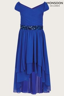 Синее платье для особого случая со спущенными плечами Monsoon Abigail (D56119) | €34 - €37