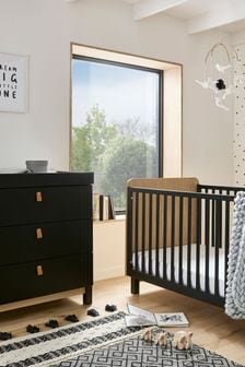 Cuddleco Black Rafi 2 Piece Nursery Furniture Set in Oak and White (D56229) | €983