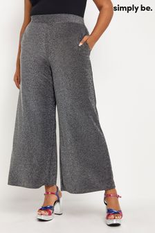 Simply Be Silver Glitter Knit Wide Leg Trousers (D56259) | 20 €