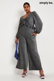 Simply Be Silver Grey Glitter Knit Jumpsuit (D56358) | €24