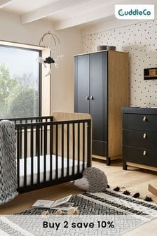 Cuddleco 3 Piece Black Rafi Nursery Furniture Set in Oak and White (D56495) | €1,438