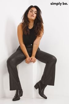 Simply Be Coated Flare Black Trousers (D56502) | €22