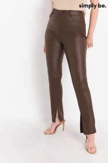 Simply Be Beschichtete Skinny-Hose mit geschlitztem Saum, Schokoladenbraun (D56503) | 40 €