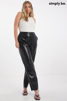 Črne hlače z ravnimi hlačnicami iz umetnega usnja v videzu krokodilje kože Simply Be (D56506) | €18