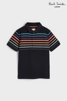 Paul Smith Junior Boys Short Sleeve Signature 'Artist Stripe' Engineered Polo Shirt (D56509) | SGD 129