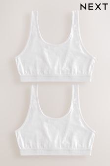 White Scoop Crop Tops With Back Fastening 2 Pack (7-16yrs) (D56553) | €10 - €14