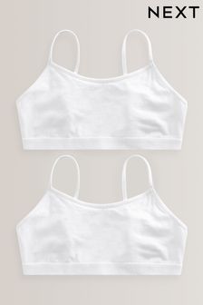 White 2 Pack Strappy Crop Top With Back Fastener (7-16yrs) (D56554) | SGD 13 - SGD 19