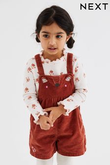 Rust Brown Cord Dungarees 3 Piece Set (3mths-7yrs) (D56608) | $46 - $53
