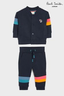 Темно-синий комплект для мальчиков в полоску с курткой-пилотом и спортивными брюками Paul Smith (D56667) | €131