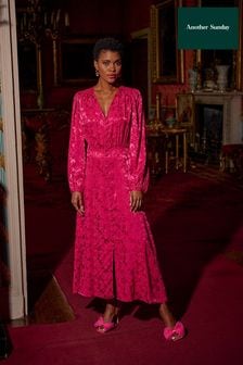 Рожевий - Another Sunday Ґудзик через жакардову сукню міді (D56707) | 3 121 ₴