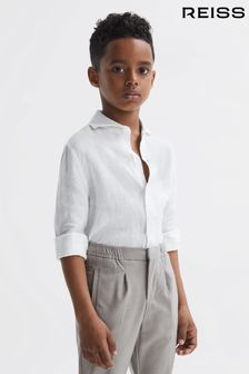 白色 - Reiss Ruban Linen Cutaway Collar Shirt (D56883) | NT$2,520