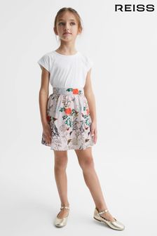 Reiss Ivory Amie Senior Floral Printed High Rise Skirt (D56894) | AED245