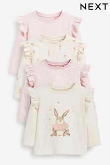  (D57083) | HK$192 - HK$227 粉色/乳白色 - 棉質長袖T恤4件裝 (3個月至7歲)