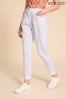 Biały - White Stuff Rowena Linen Trousers (D57196) | 440 zł