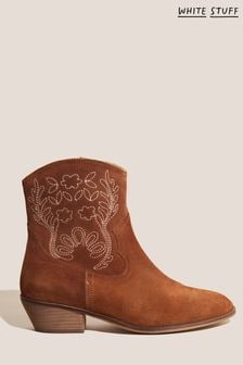 White Stuff Brown Embroidered Western Boots (D57246) | €124