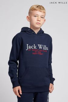Jack Wills藍色文字圖案連帽衫 (D57295) | NT$1,870 - NT$2,520