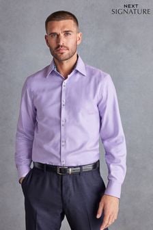 Pink Regular Fit Single Cuff Signature Textured Trimmed Formal Shirt (D57404) | AED87