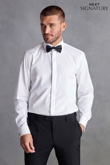 أبيض - قميص مناسب مميز وحزمة ربطة عنق سوداء (D57449) | 268 ر.س