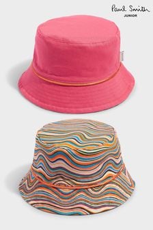 Pink Paul Smith Junior Girls Reversible 'Artist Swirl' Bucket Hat (D57483) | $41