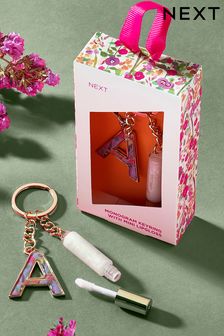 Floral Monogram Letter Keyring with Mini Lip Gloss (D57490) | €9