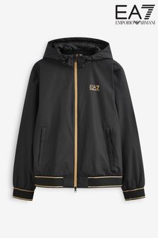 Черная куртка с капюшоном и золотистым принтом Emporio Armani Ea7 (D57511) | €124