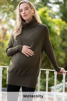 Seraphine Green Maternity And Nursing Roll Neck Jumper