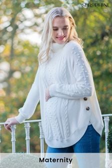 Seraphine Cream Maternity And Nursing Cotton Cable Knit Jumper