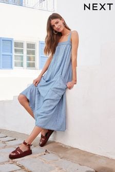 Light Blue TENCEL™ Linen Blend Summer Maxi Dress (D57680) | 1,262 UAH