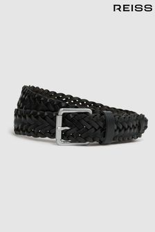 Reiss Black Carlton Woven Leather Belt (D57929) | $166