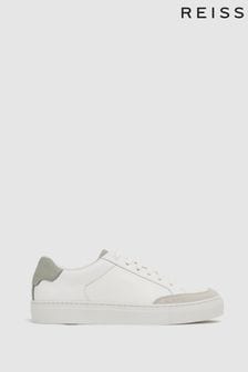 Reiss Sage/White Ashley Low Top Leather Trainers (D57930) | 86,940 Ft