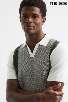 Sage - Reiss Kennington Slim Fit Cotton Cuban Collar Shirt (D57941) | BGN356