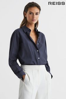 Reiss Navy Jenny Cotton Shirt (D57945) | AED706