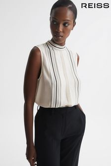Reiss Ivory Mollie Sheer Striped Blouse (D57946) | $177