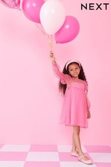 Pink Shirred Mesh Dress (3-16yrs) (D58177) | €21 - €27
