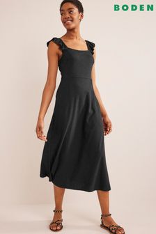 Boden Black Frill Detail Jersey Midi Dress (D58180) | €47.50