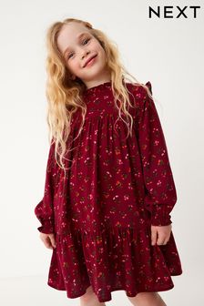 Berry Red Ditsy Print High Neck Long Sleeve Dress (12mths-16yrs) (D58189) | $22 - $36