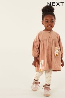 Cord mit Häschen/Rosa - Set mit besticktem Kleid und Leggings (3 Monate bis 7 Jahre) (D58243) | 21 € - 25 €