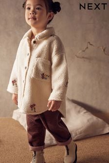Crema - Giacca stile camicia in pile in sherpa con ricamo (9 mesi - 7 anni) (D58256) | €30 - €36