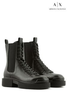 Черные ботинки на шнуровке на массивной подошве Armani Exchange (D58284) | €163