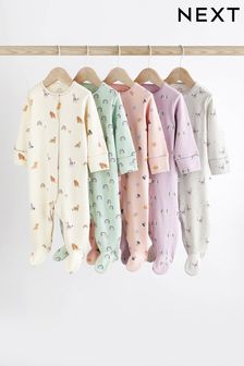 Multi Character Footed Baby Sleepsuit 5 Pack (0-2yrs) (D58308) | OMR13 - OMR14