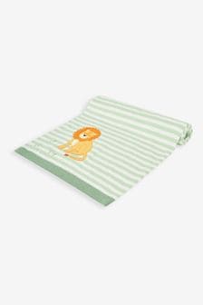 JoJo Maman Bébé Green Green Stripe Lion Knitted Shawl (D58439) | $36