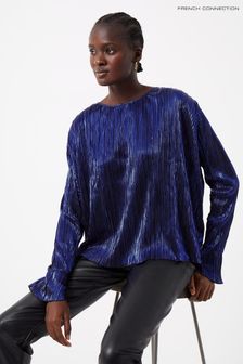French Connection Blue Singa Metallic Pleated Top (D58489) | €18.50
