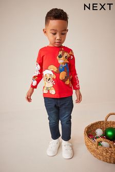 Красный - Рождественская футболка с длинными рукавами и принтом Paw Patrol (3 мес.-8 лет) (D58665) | €11 - €13